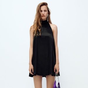 Zara black satin halter dress. Never worn NWT. Needed a smaller size.